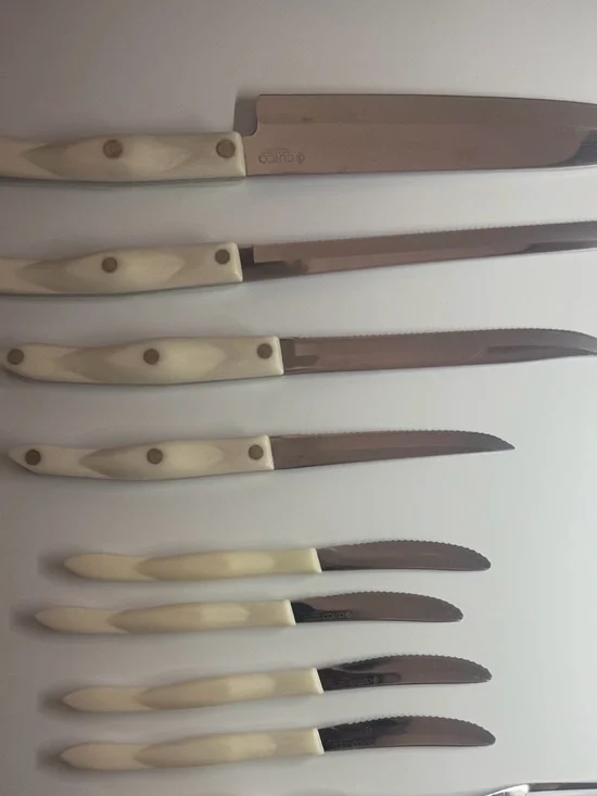 White Pearl Handle Kitchen Knife and Scissor Set - 10 Piece Home Kitchen Cutlery - Picture 2 of 9